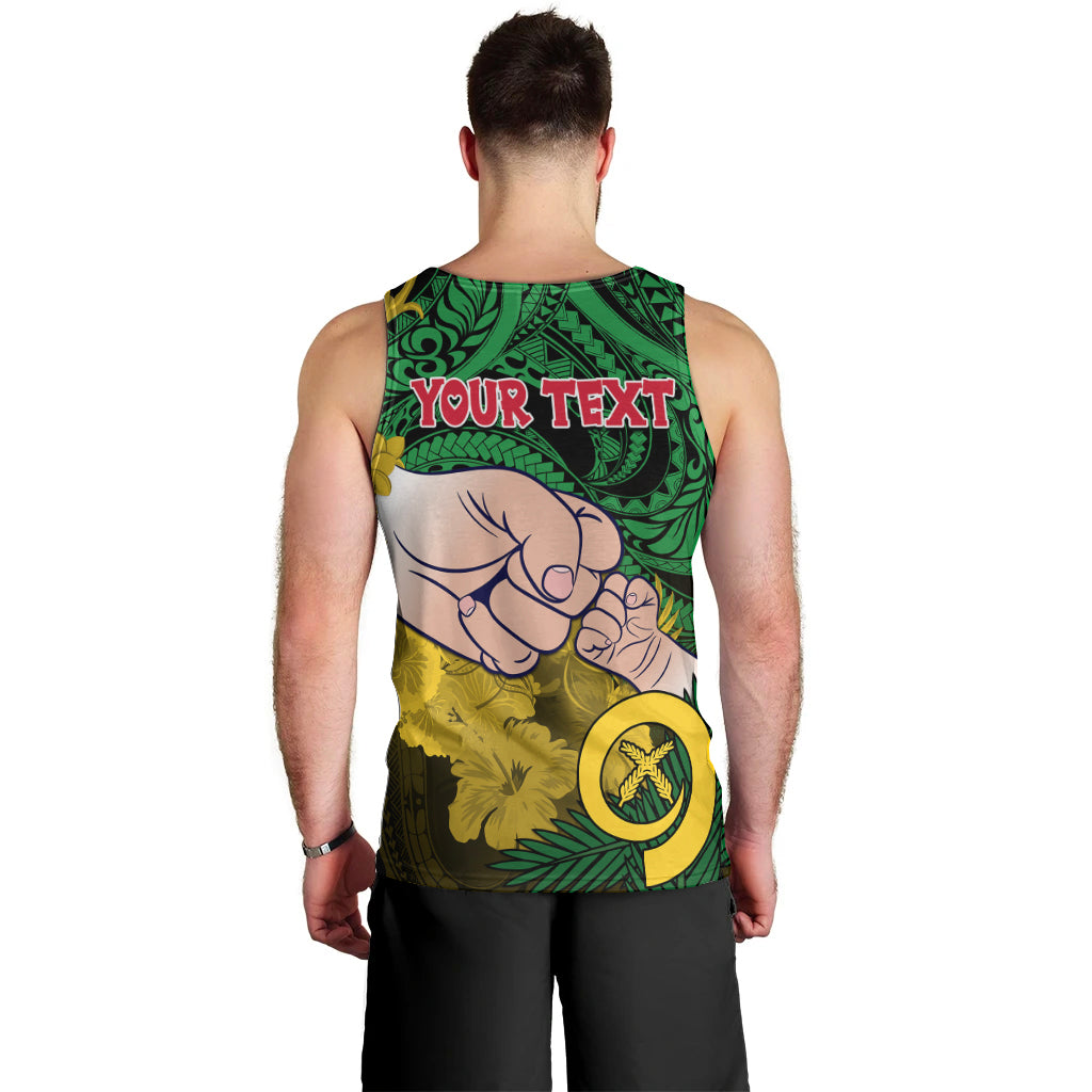 Personalised Fathers Day Polynesian Islands Vanuatu Men Tank Top Dad Mi lavem yu - Polynesian Flowers Tribal LT9 - Polynesian Pride