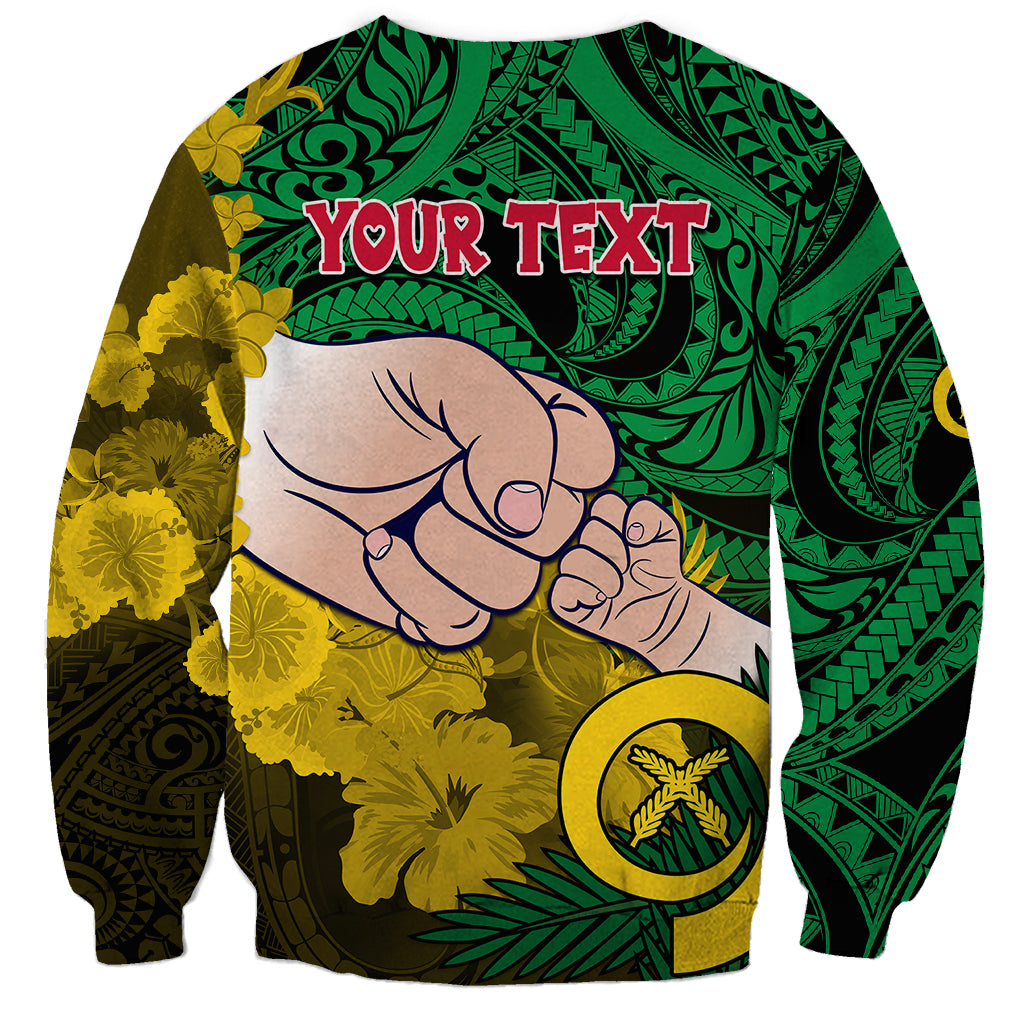 Personalised Dads Day Vanuatu Sweatshirt Dad Mi lavem yu - Polynesian Flowers Tribal LT9 - Polynesian Pride