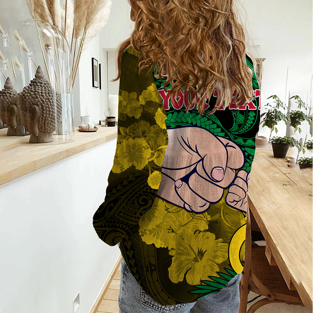 Personalised Dads Day Vanuatu Women Casual Shirt Dad Mi lavem yu - Polynesian Flowers Tribal LT9 - Polynesian Pride