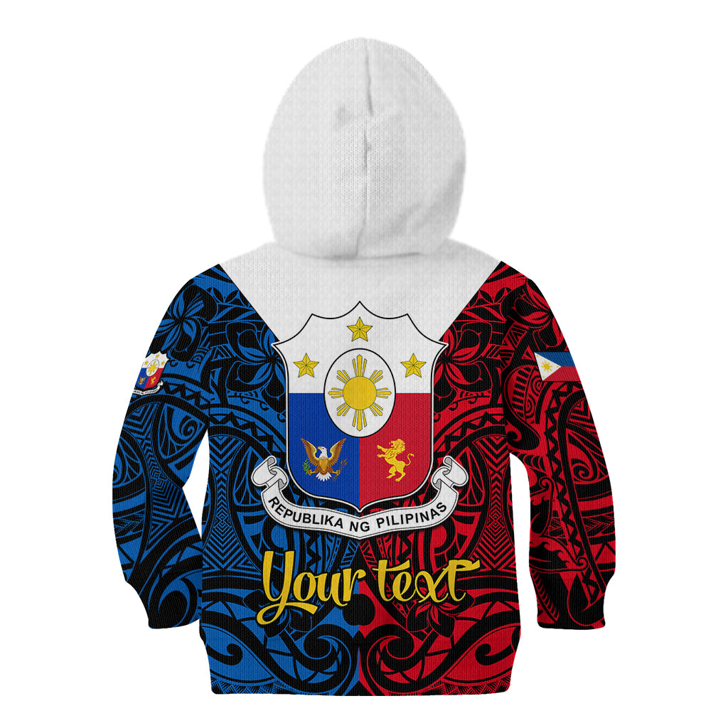 Personalised 125th Independence Anniversary Philippines Kid Hoodie Polynesian Pilipinas Flag Style - Black LT9 - Polynesian Pride
