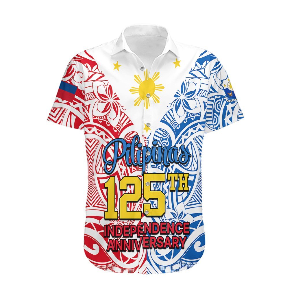 Polynesian Philippines Hawaiian Shirt Pilipinas Flag Style for 125th Independence Anniversary White LT9 White - Polynesian Pride