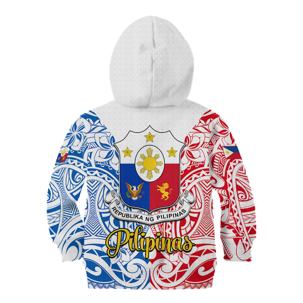Polynesian Philippines Kid Hoodie Pilipinas Flag Style for 125th Independence Anniversary White LT9 - Polynesian Pride