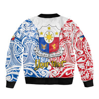 Personalised Polynesian Philippines Bomber Jacket Pilipinas Flag Style for 125th Independence Anniversary White LT9 - Polynesian Pride