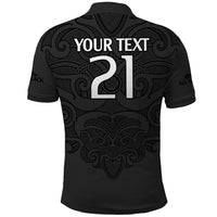 (Custom Text and Number) New Zealand Rugby Polo Shirt All Black Fern with Maori Tribal Pattern LT9 - Polynesian Pride