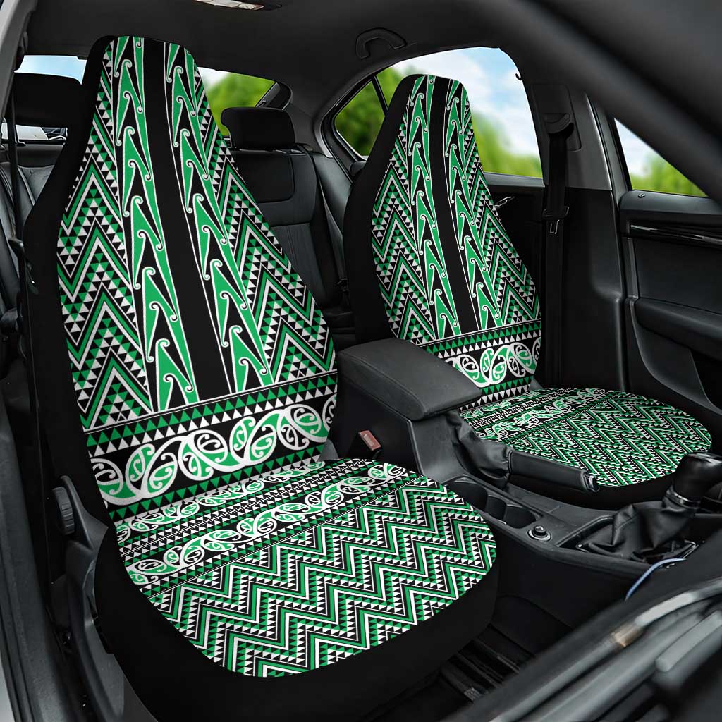 New Zealand Maori Niho Taniwha Car Seat Cover Kakariki Mangopare and Puhoro Pattern LT9 One Size Green - Polynesian Pride