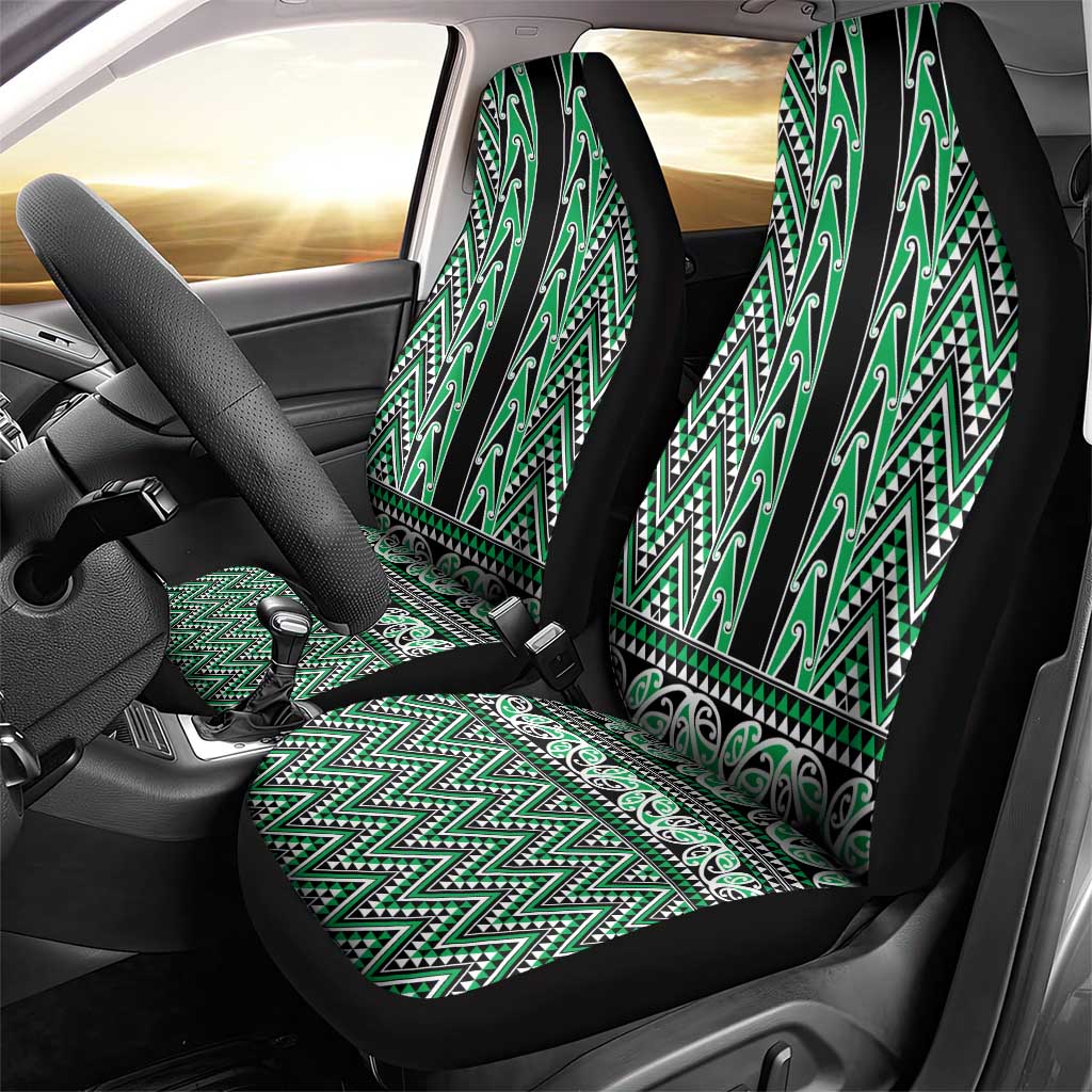New Zealand Maori Niho Taniwha Car Seat Cover Kakariki Mangopare and Puhoro Pattern LT9 - Polynesian Pride