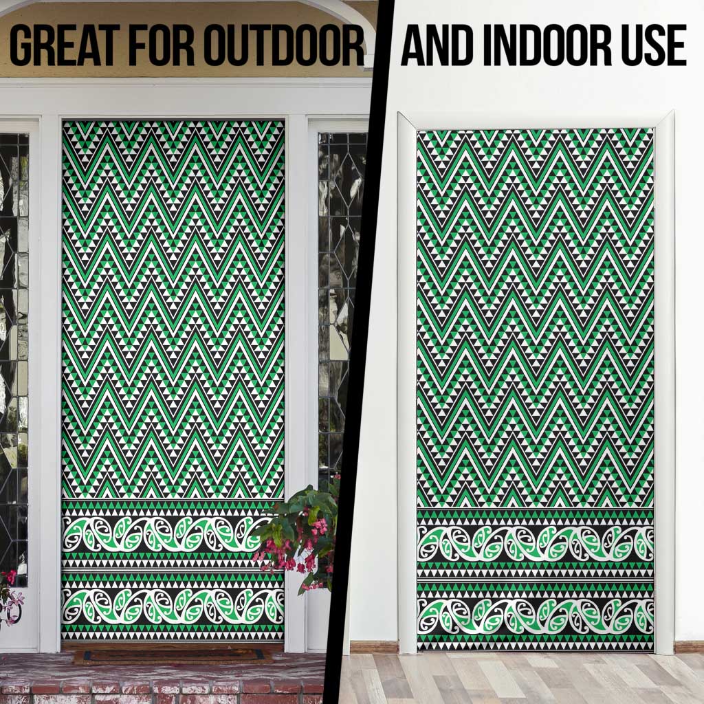 New Zealand Maori Niho Taniwha Door Cover Kakariki Mangopare and Puhoro Pattern - Polynesian Pride