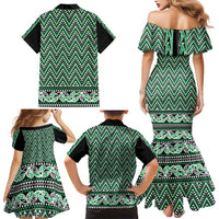 New Zealand Maori Niho Taniwha Family Matching Mermaid Dress and Hawaiian Shirt Kakariki Mangopare and Puhoro Pattern LT9 - Polynesian Pride