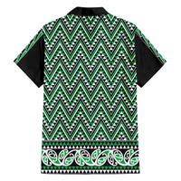 New Zealand Maori Niho Taniwha Family Matching Off The Shoulder Long Sleeve Dress and Hawaiian Shirt Kakariki Mangopare and Puhoro Pattern LT9 - Polynesian Pride