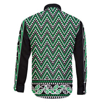 New Zealand Maori Niho Taniwha Family Matching Off Shoulder Maxi Dress and Hawaiian Shirt Kakariki Mangopare and Puhoro Pattern LT9 - Polynesian Pride