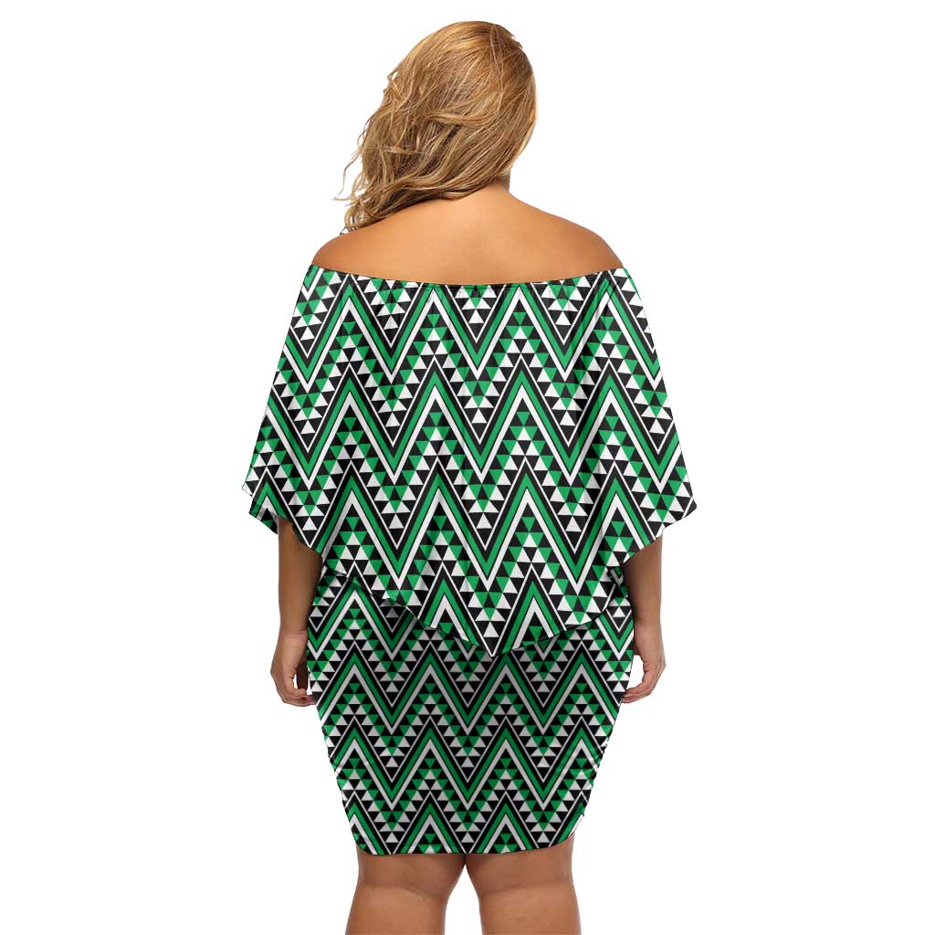 New Zealand Maori Niho Taniwha Family Matching Off Shoulder Short Dress and Hawaiian Shirt Kakariki Mangopare and Puhoro Pattern LT9 - Polynesian Pride