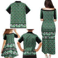 New Zealand Maori Niho Taniwha Family Matching Puletasi and Hawaiian Shirt Kakariki Mangopare and Puhoro Pattern LT9 - Polynesian Pride