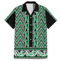 New Zealand Maori Niho Taniwha Family Matching Short Sleeve Bodycon Dress and Hawaiian Shirt Kakariki Mangopare and Puhoro Pattern LT9 Dad's Shirt - Short Sleeve Green - Polynesian Pride
