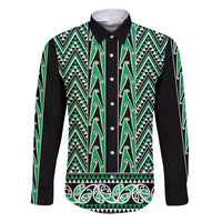 New Zealand Maori Niho Taniwha Family Matching Short Sleeve Bodycon Dress and Hawaiian Shirt Kakariki Mangopare and Puhoro Pattern LT9 Dad's Shirt - Long Sleeve Green - Polynesian Pride