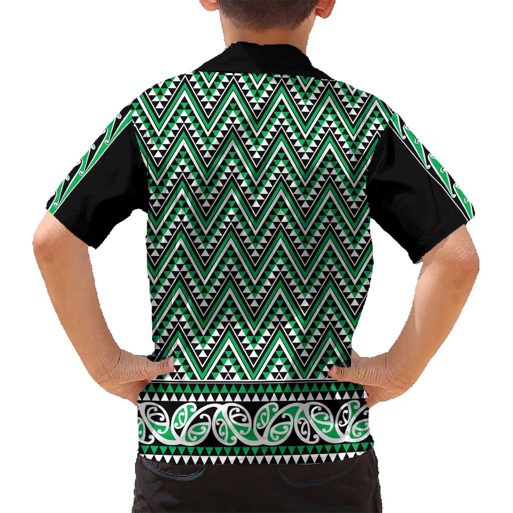 New Zealand Maori Niho Taniwha Family Matching Summer Maxi Dress and Hawaiian Shirt Kakariki Mangopare and Puhoro Pattern LT9 - Polynesian Pride
