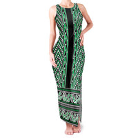 New Zealand Maori Niho Taniwha Family Matching Tank Maxi Dress and Hawaiian Shirt Kakariki Mangopare and Puhoro Pattern LT9 Mom's Dress Green - Polynesian Pride