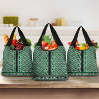 New Zealand Maori Niho Taniwha Grocery Bag Kakariki Mangopare and Puhoro Pattern