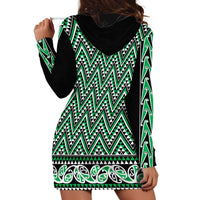 New Zealand Maori Niho Taniwha Hoodie Dress Kakariki Mangopare and Puhoro Pattern LT9 - Polynesian Pride