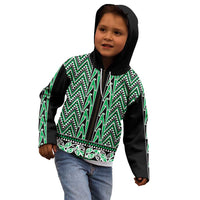 New Zealand Maori Niho Taniwha Kid Hoodie Kakariki Mangopare and Puhoro Pattern LT9 - Polynesian Pride