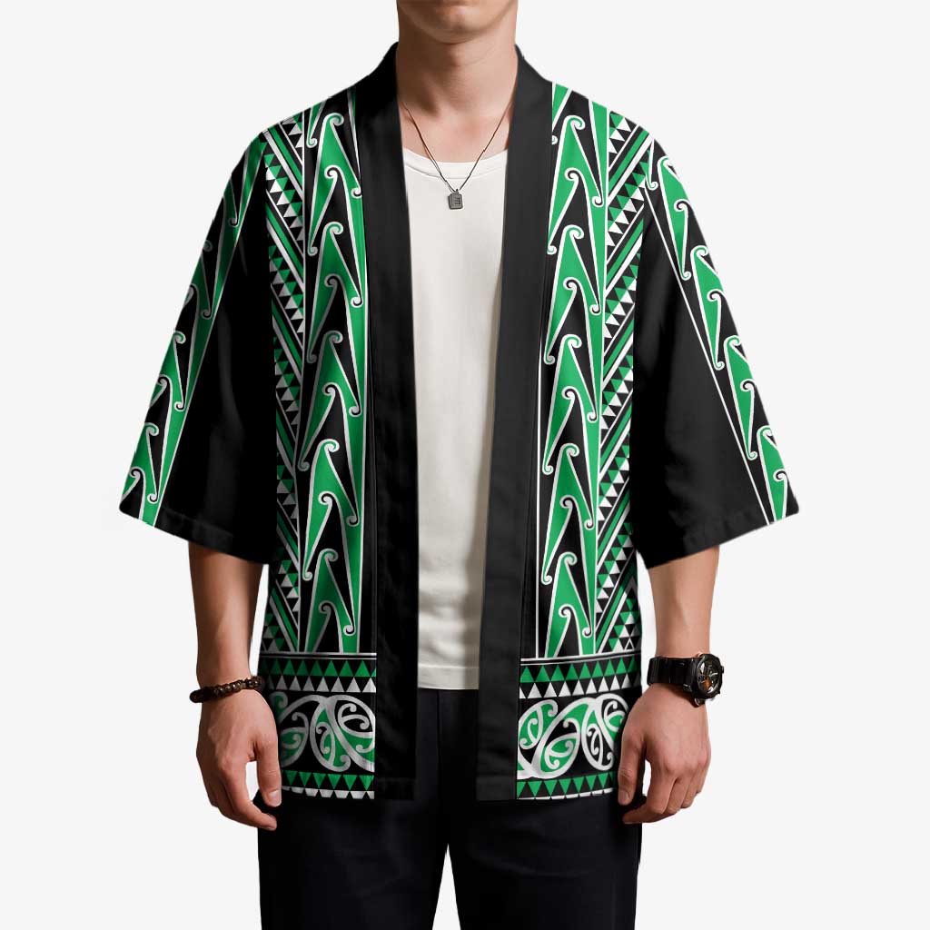 New Zealand Maori Niho Taniwha Kimono Kakariki Mangopare and Puhoro Pattern - Polynesian Pride
