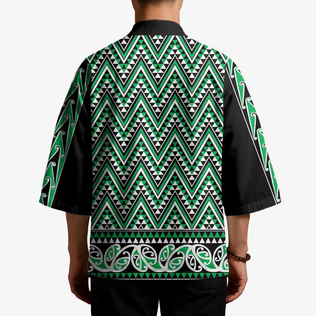 New Zealand Maori Niho Taniwha Kimono Kakariki Mangopare and Puhoro Pattern - Polynesian Pride