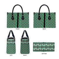 New Zealand Maori Niho Taniwha Leather Bag Kakariki Mangopare and Puhoro Pattern - Polynesian Pride