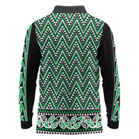 New Zealand Maori Niho Taniwha Long Sleeve Polo Shirt Kakariki Mangopare and Puhoro Pattern LT9 - Polynesian Pride