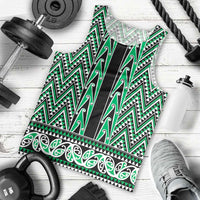 New Zealand Maori Niho Taniwha Men Tank Top Kakariki Mangopare and Puhoro Pattern