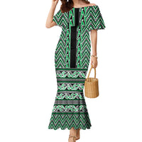 New Zealand Maori Niho Taniwha Mermaid Dress Kakariki Mangopare and Puhoro Pattern LT9 Women Green - Polynesian Pride