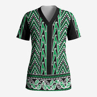 New Zealand Maori Niho Taniwha Scrub Top Kakariki Mangopare and Puhoro Pattern - Polynesian Pride