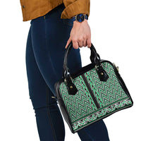 New Zealand Maori Niho Taniwha Shoulder Handbag Kakariki Mangopare and Puhoro Pattern