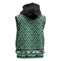 New Zealand Maori Niho Taniwha Sleeveless Hoodie Kakariki Mangopare and Puhoro Pattern LT9 - Polynesian Pride