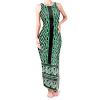 New Zealand Maori Niho Taniwha Tank Maxi Dress Kakariki Mangopare and Puhoro Pattern LT9 Women Green - Polynesian Pride