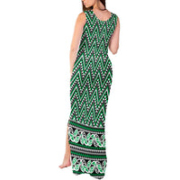New Zealand Maori Niho Taniwha Tank Maxi Dress Kakariki Mangopare and Puhoro Pattern LT9 - Polynesian Pride
