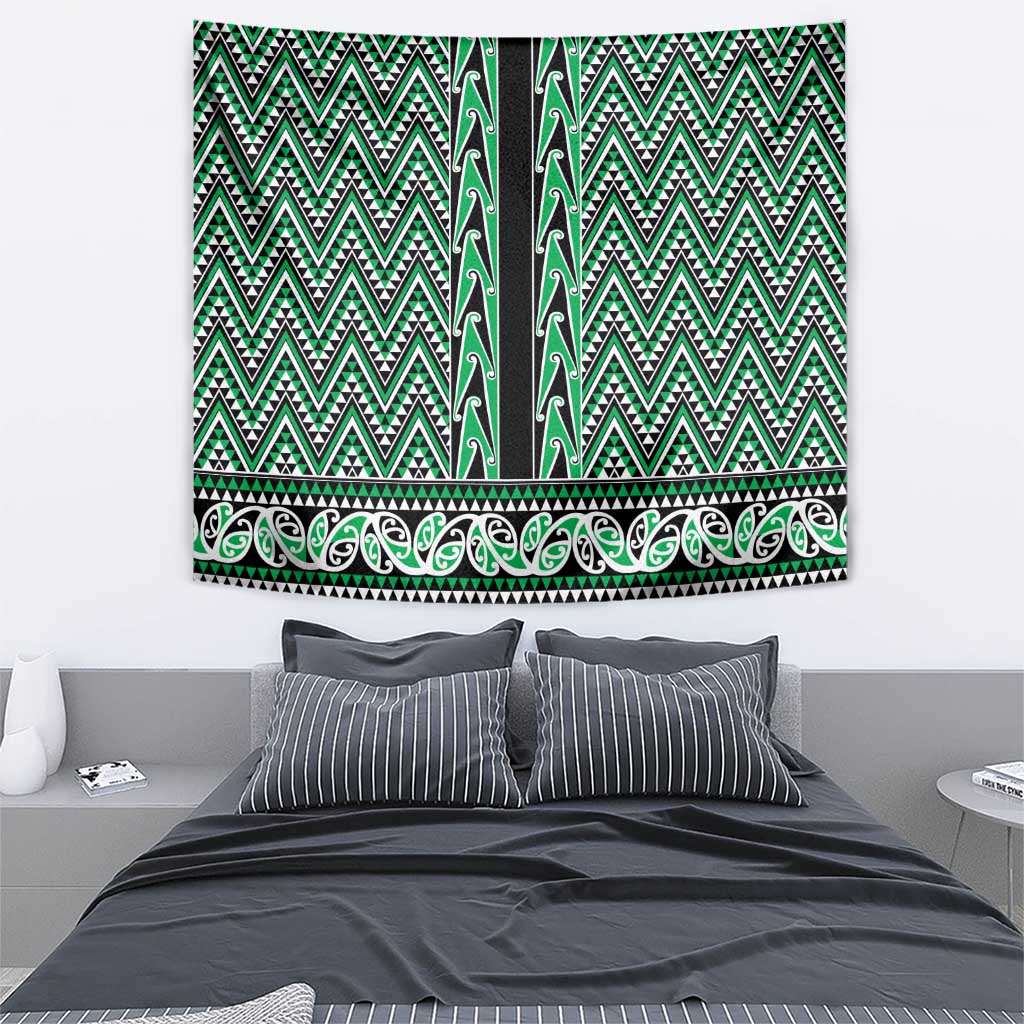 New Zealand Maori Niho Taniwha Tapestry Kakariki Mangopare and Puhoro Pattern