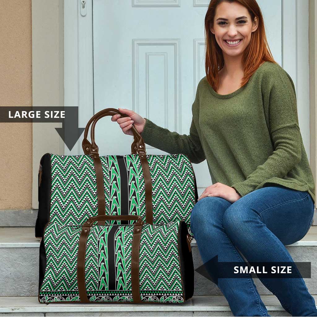New Zealand Maori Niho Taniwha Travel Bag Kakariki Mangopare and Puhoro Pattern - Polynesian Pride