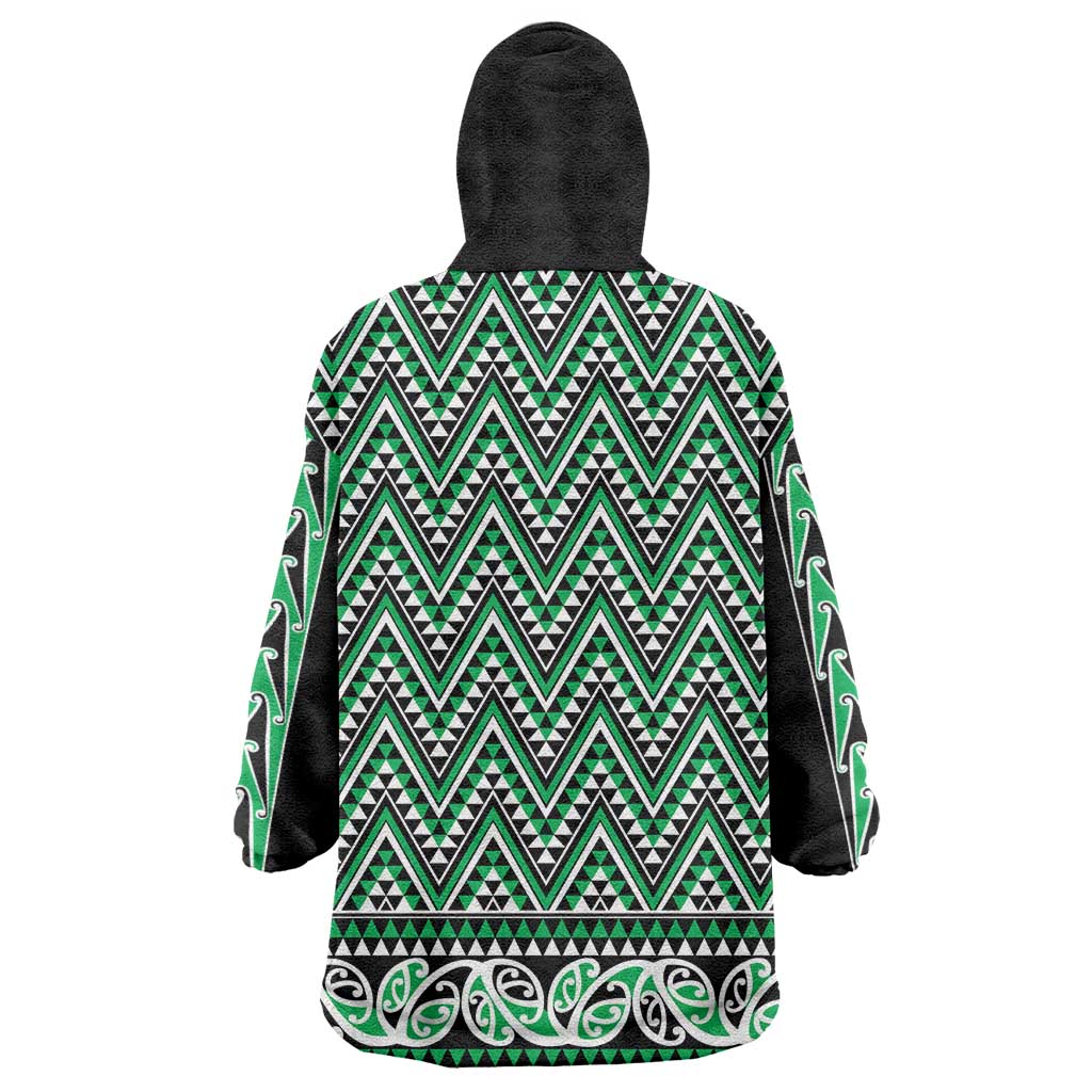 New Zealand Maori Niho Taniwha Wearable Blanket Hoodie Kakariki Mangopare and Puhoro Pattern LT9 - Polynesian Pride