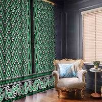 New Zealand Maori Niho Taniwha Window Curtain Kakariki Mangopare and Puhoro Pattern