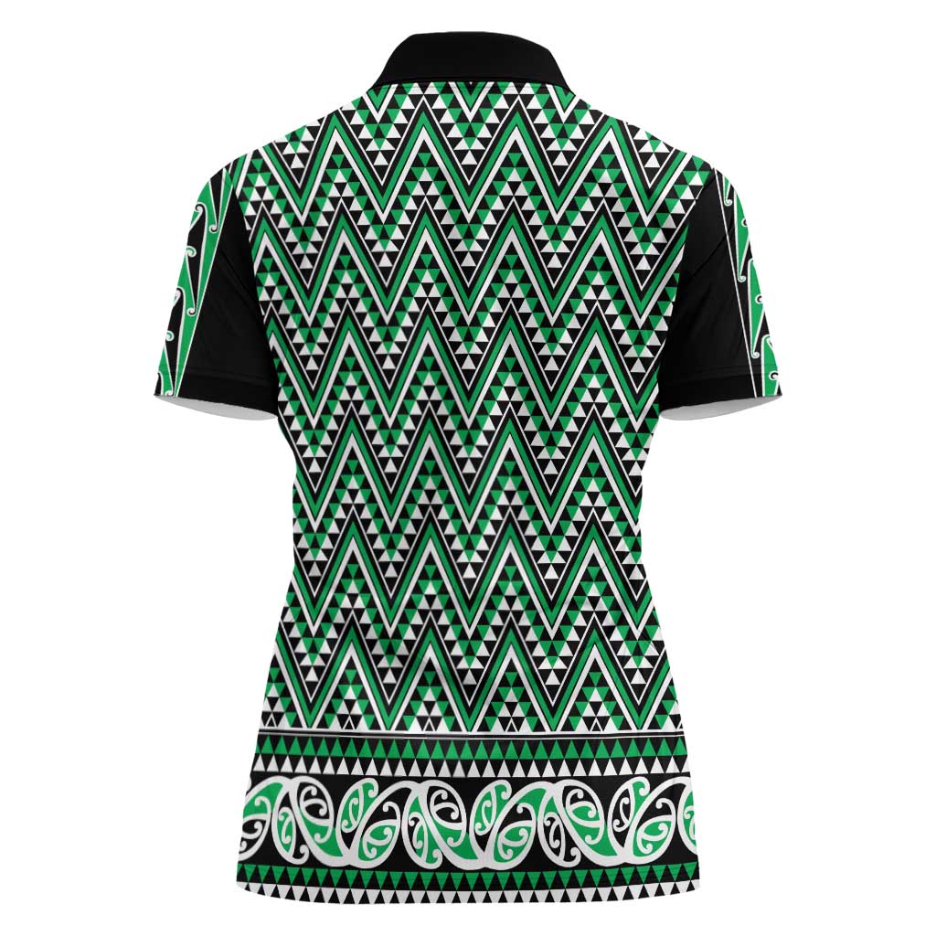 New Zealand Maori Niho Taniwha Women Polo Shirt Kakariki Mangopare and Puhoro Pattern LT9 - Polynesian Pride