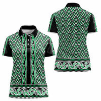 New Zealand Maori Niho Taniwha Women Polo Shirt Kakariki Mangopare and Puhoro Pattern LT9 - Polynesian Pride