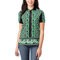 New Zealand Maori Niho Taniwha Women Polo Shirt Kakariki Mangopare and Puhoro Pattern LT9 - Polynesian Pride