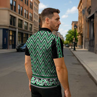New Zealand Maori Niho Taniwha Zipper Polo Shirt Kakariki Mangopare and Puhoro Pattern LT9 - Polynesian Pride