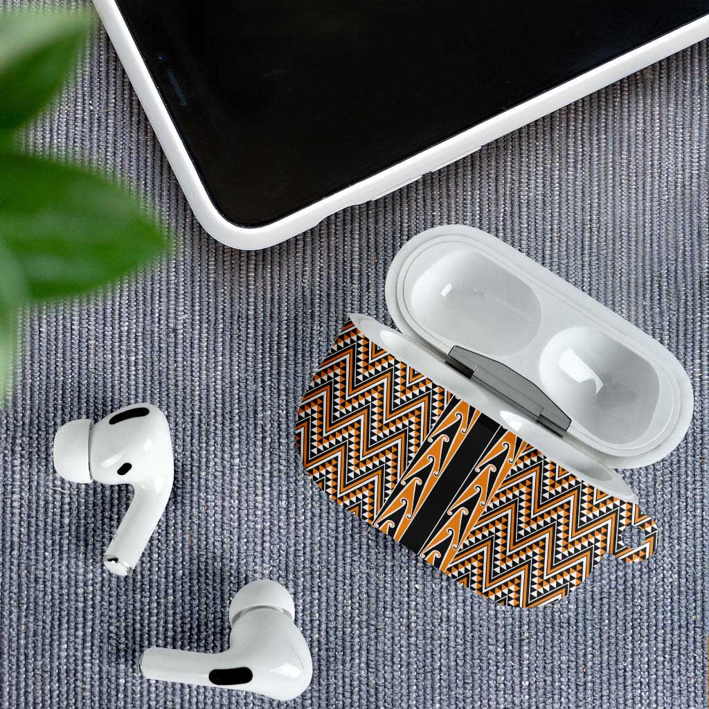 New Zealand Maori Niho Taniwha AirPods Case Karaka Mangopare and Puhoro Pattern - Polynesian Pride