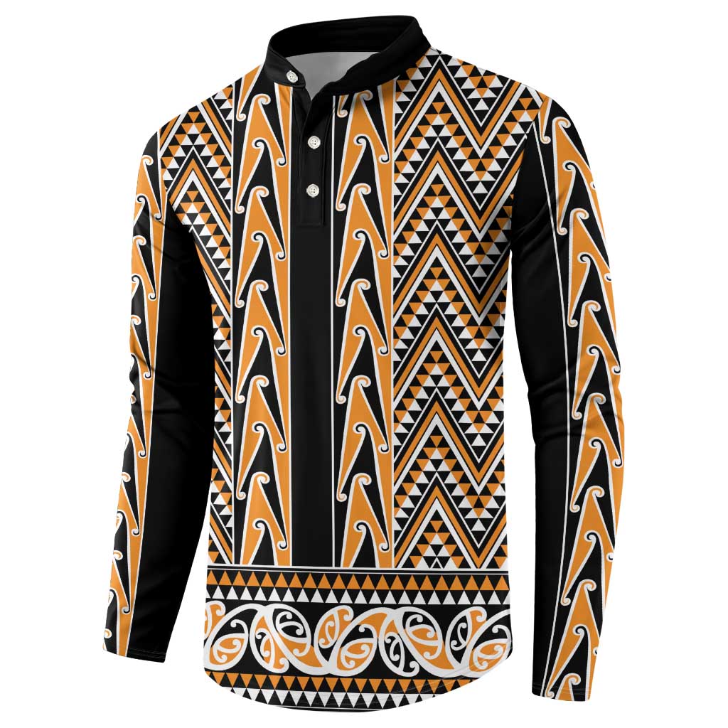 New Zealand Maori Niho Taniwha Button Sweatshirt Karaka Mangopare and Puhoro Pattern