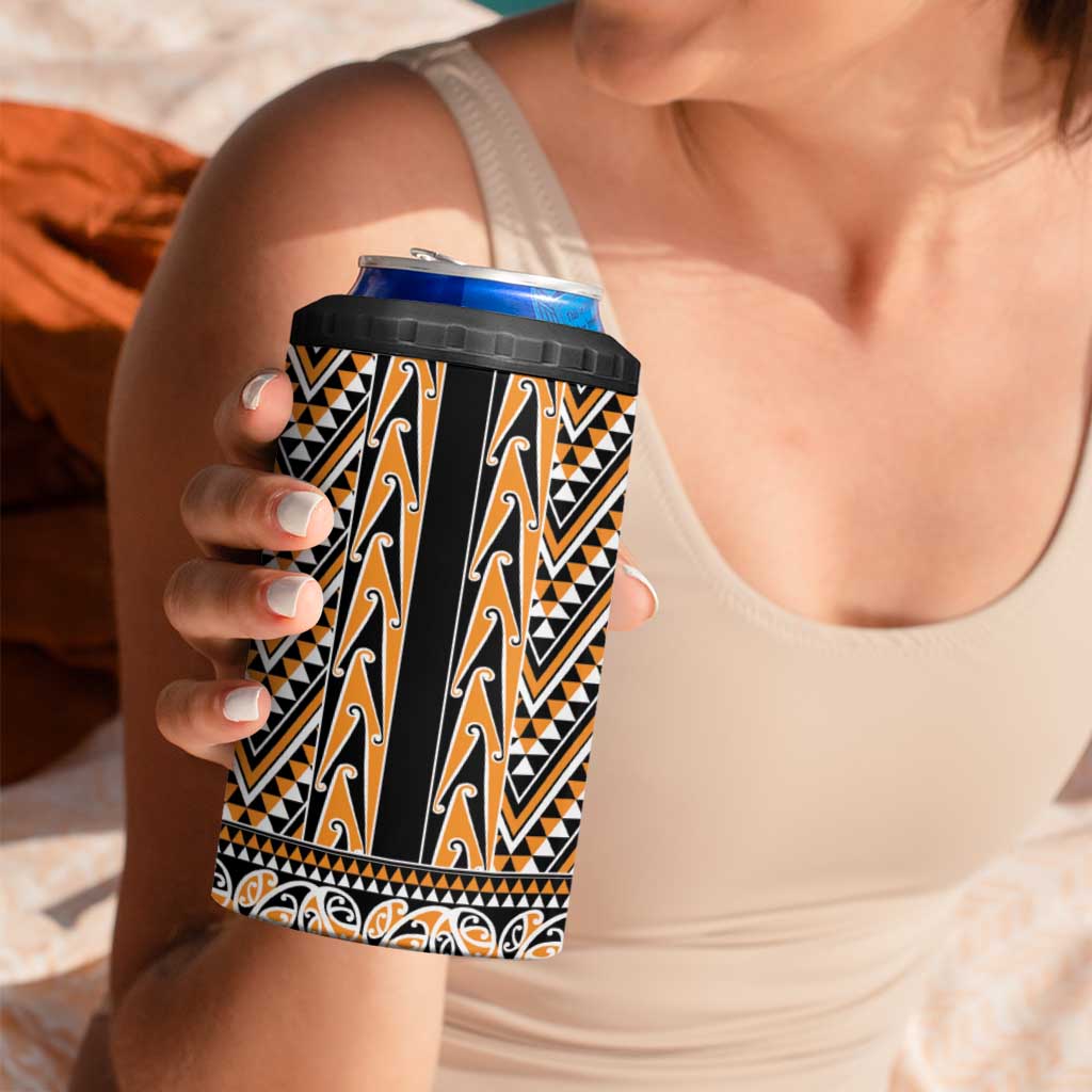 New Zealand Maori Niho Taniwha 4 in 1 Can Cooler Tumbler Karaka Mangopare and Puhoro Pattern LT9 - Polynesian Pride