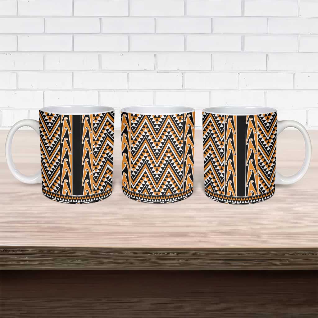 New Zealand Maori Niho Taniwha Ceramic Mug Karaka Mangopare and Puhoro Pattern - Polynesian Pride