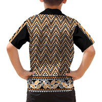 New Zealand Maori Niho Taniwha Family Matching Off The Shoulder Long Sleeve Dress and Hawaiian Shirt Karaka Mangopare and Puhoro Pattern