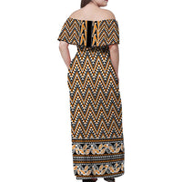 New Zealand Maori Niho Taniwha Family Matching Off Shoulder Maxi Dress and Hawaiian Shirt Karaka Mangopare and Puhoro Pattern