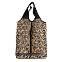 New Zealand Maori Niho Taniwha Grocery Bag Karaka Mangopare and Puhoro Pattern