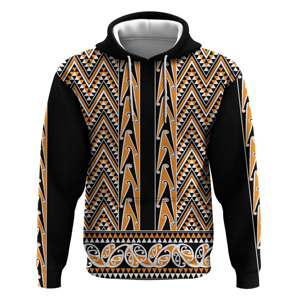 New Zealand Maori Niho Taniwha Hoodie Karaka Mangopare and Puhoro Pattern